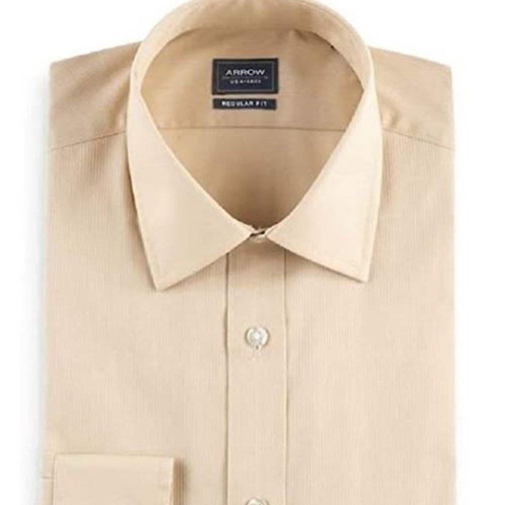 Arrow Regular-Fit Solid Textured Dress Shirt, Maple